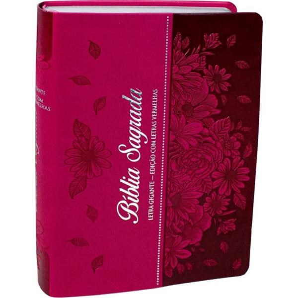 Biblia Sagrada Feminina Letra Gigante Com Indice Capa Luxo Alto Relevo Pink