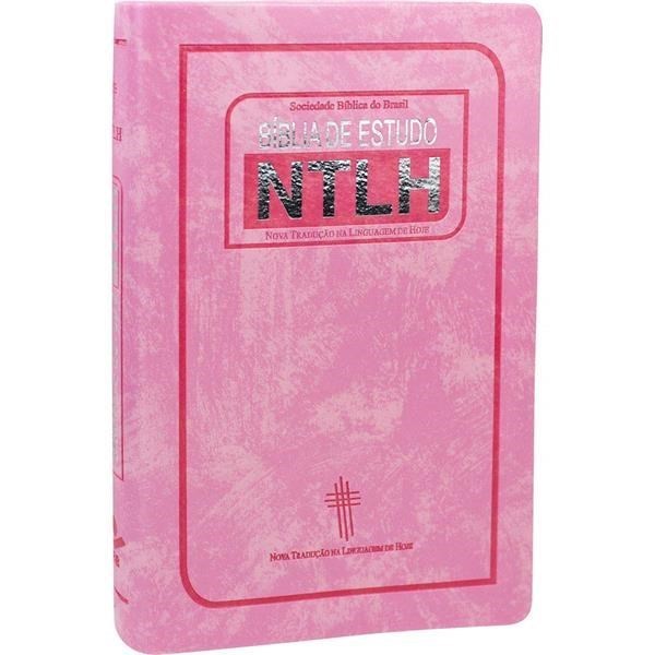 Bíblia De Estudo Ntlh Média Rosa Capa Luxo Couro Sintético