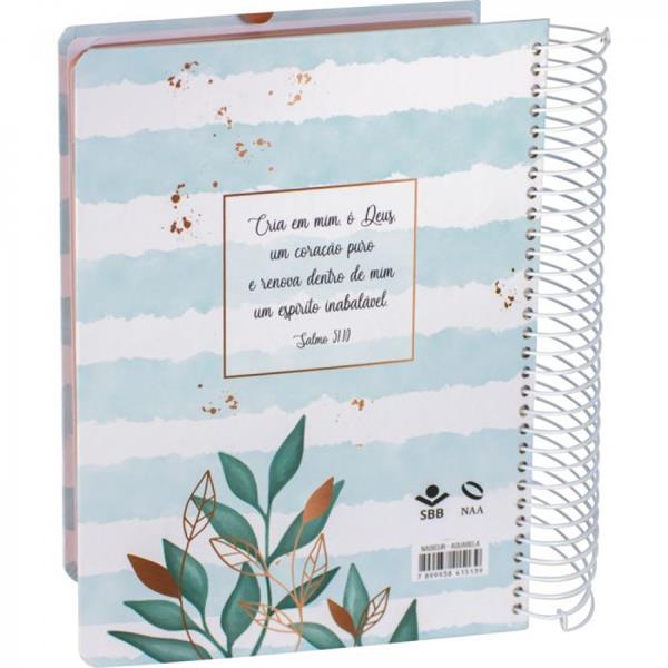 Biblia Espaço Anotações Espiral Aquarela Azul