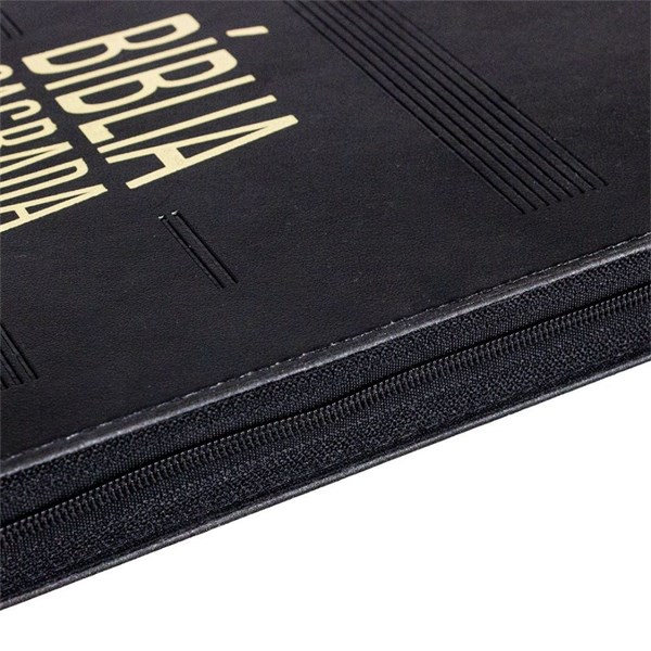 Biblia Slim Letra Grande Com Indice e Ziper Preta NA