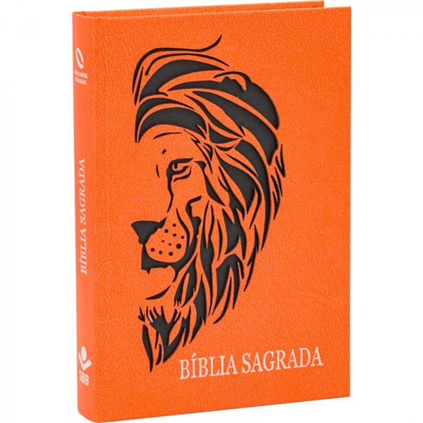 Biblia Letra Grande Capa Dura Leao Vazado Laranja NAA