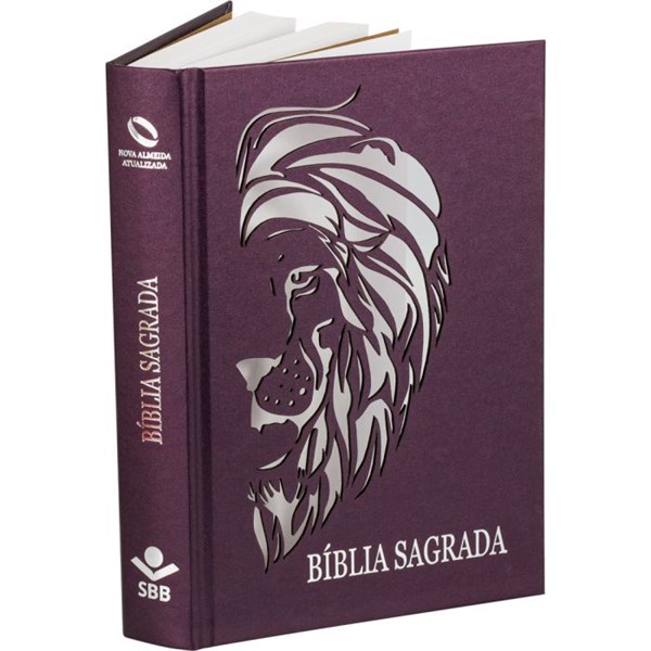 Biblia Letra Grande Capa Dura Leao Vazado Roxo NAA