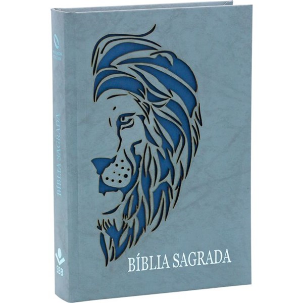 Biblia Letra Grande Capa Dura Leao Vazada Azul NAA