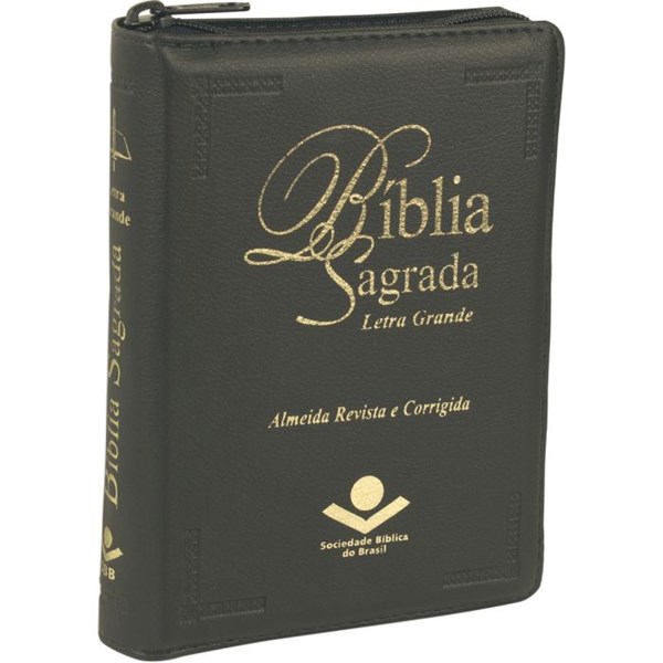 Biblia Letra Grande Pequena Indice e Ziper Preta ARC