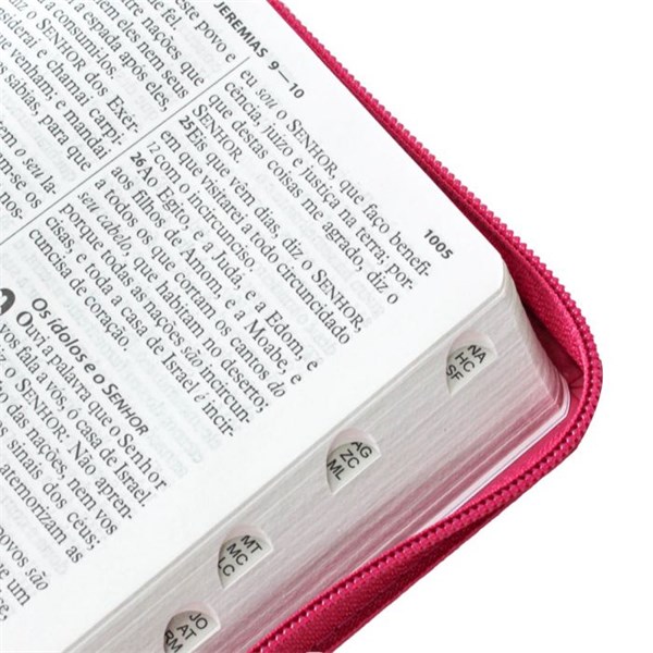Biblia Letra Grande Pequena Indice e Ziper Pink ARC