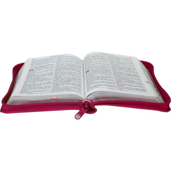 Biblia Letra Grande Pequena Indice e Ziper Pink ARC