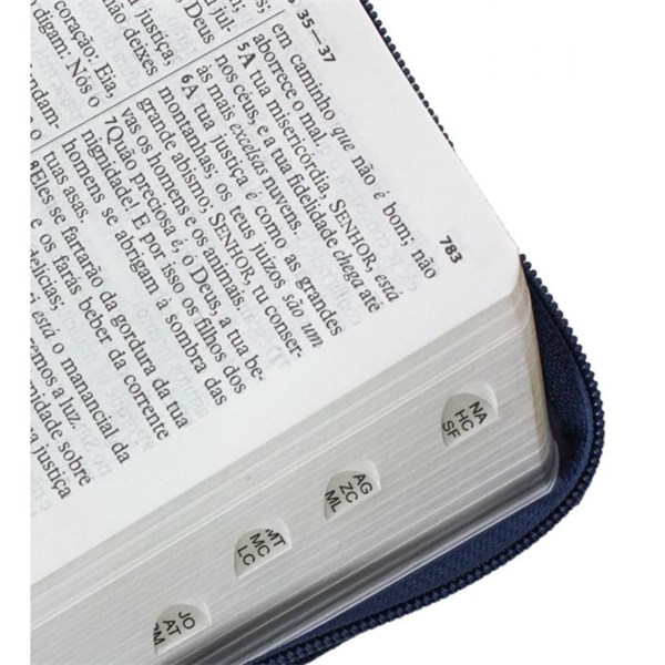 Biblia Letra Grande Pequena Indice e Ziper Azul ARC