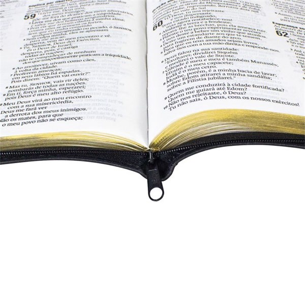 Biblia Slim Letra Grande Com Indice e Ziper Preta NA