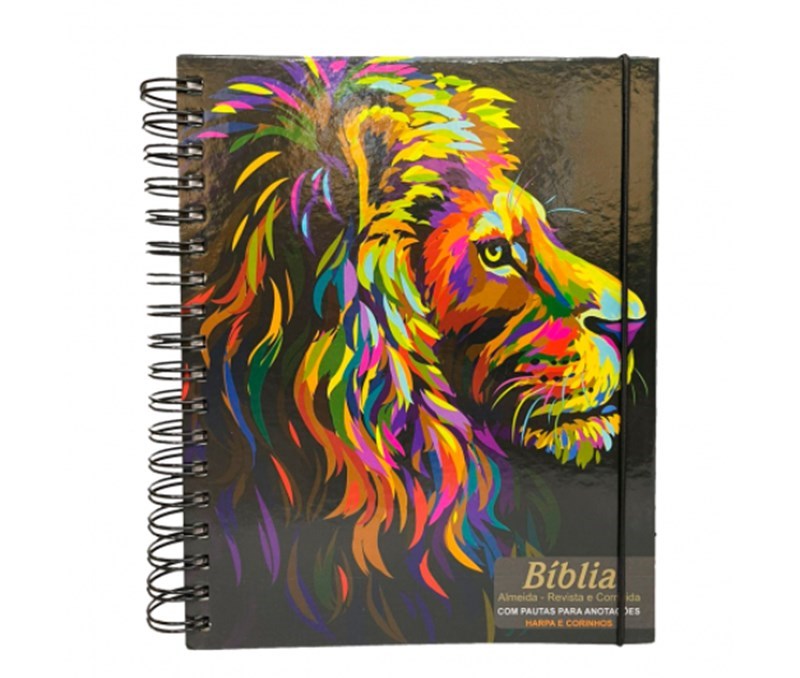 Biblia Espiral Harpa e Corinhos Anotações Leao Perfil