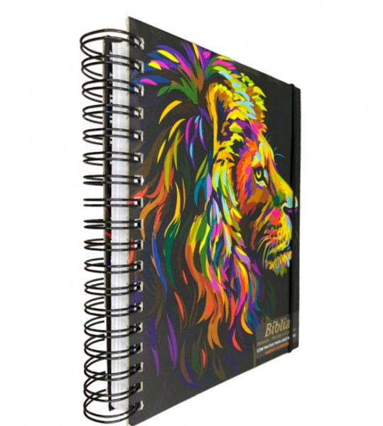 Biblia Espiral Harpa e Corinhos Anotações Leao Perfil