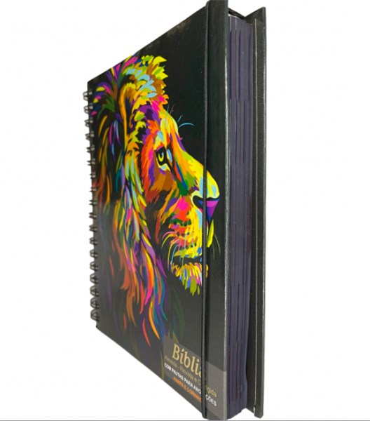 Biblia Espiral Harpa e Corinhos Anotações Leao Perfil