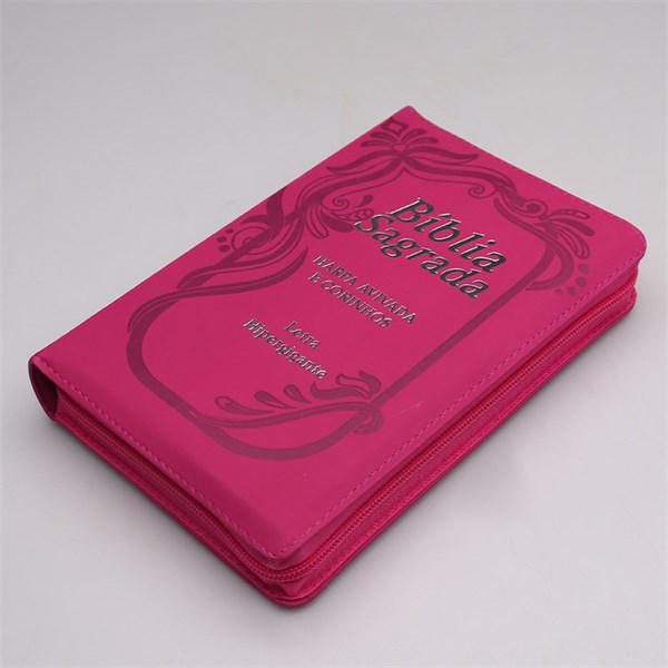Biblia Letra Hiper Gigante Harpa e Corinhos Ziper Indice Pink