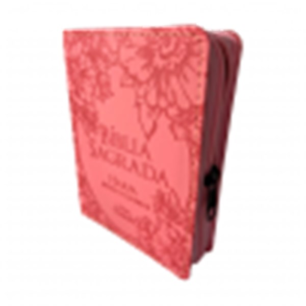 Biblia Letra Grande Harpa e Corinhos Ziper Flores Rosa