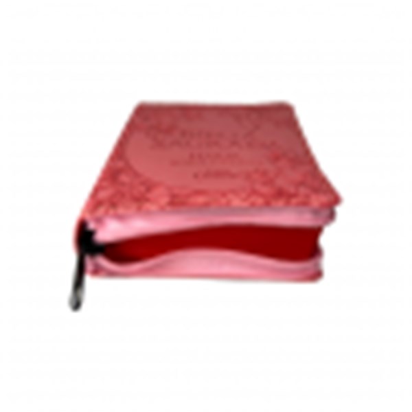 Biblia Letra Grande Harpa e Corinhos Ziper Flores Rosa
