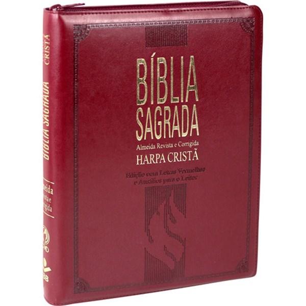 Biblia Letra Gigante Harpa Ziper Indice ARC Vinho