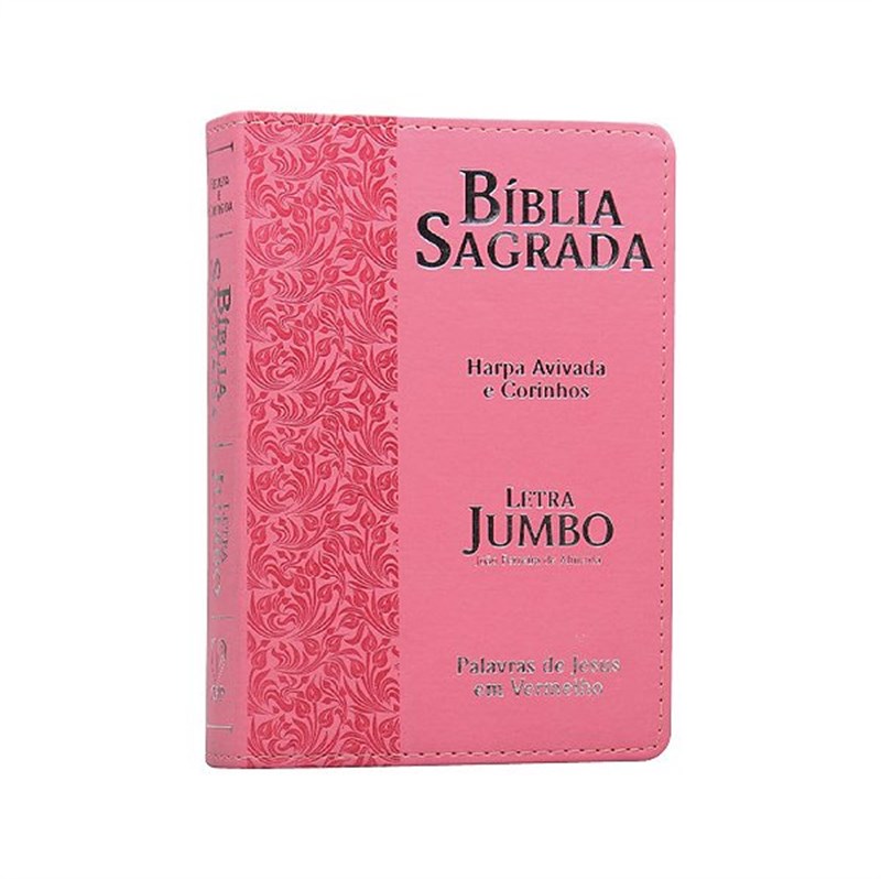 Biblia Letra Jumbo Ziper Harpa e Corinhos Ramos Rosa
