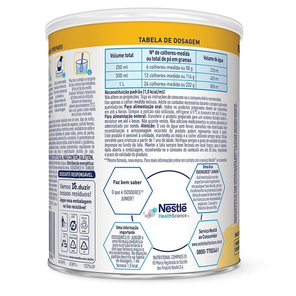Isosource® Júnior Sabor Baunilha Lata 400g