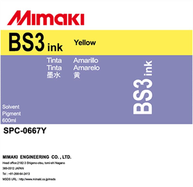 TINTA SOLVENTE MIMAKI SPC-0667Y BS3 BAG 600ML AMARELA