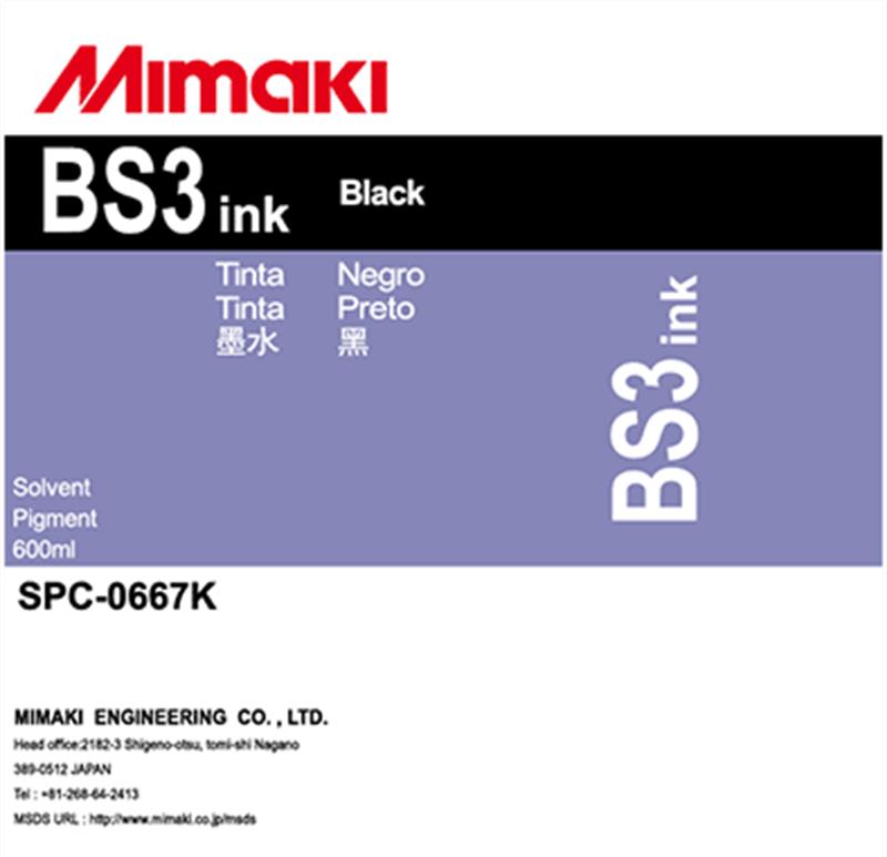 TINTA SOLVENTE MIMAKI SPC-0667K BS3 BAG 600ML PRETA