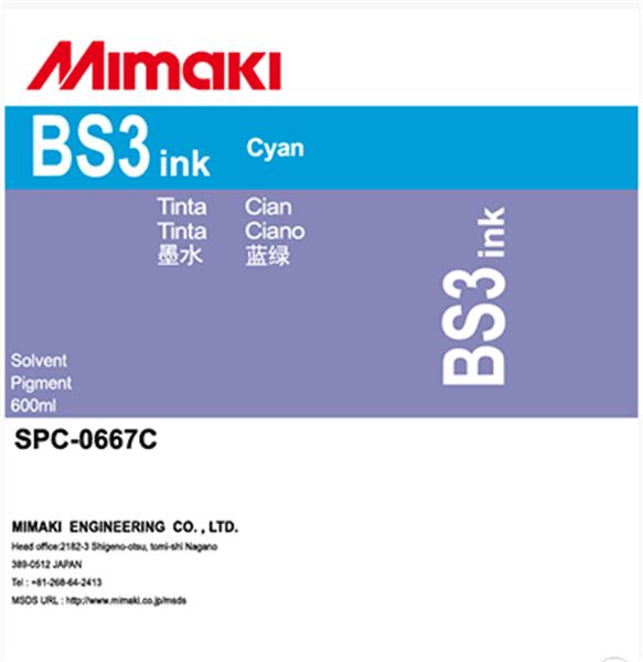 TINTA SOLVENTE MIMAKI SPC-0667C BS3 BAG 600ML CYAN