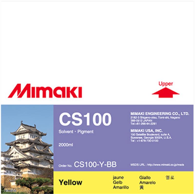 TINTA SOLVENTE MIMAKI CS100 AMARELA BAG 2L I-CS100-Y-BB-1-SW