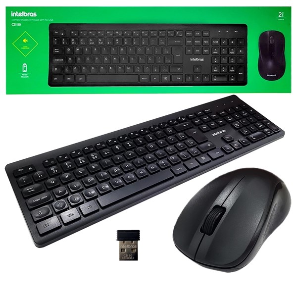 COMBO TECLADO E MOUSE SEM FIO INTELBRAS CSI 50