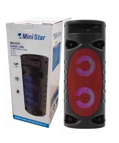 CAIXA DE SOM BLUETOOTH 12W SD/MP3/PENDRIVE/FM MINISTAR MS-2310