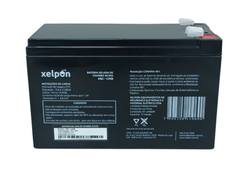 BATERIA SELADA DE CHUMBO ACIDO 12V 7AH XBC 12 NB