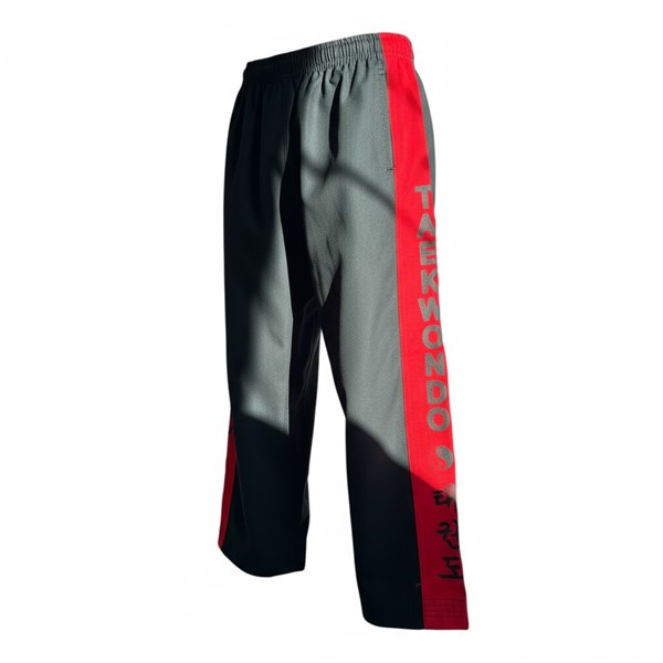 Calça sarja brim preta com vermelho - Taekwondo