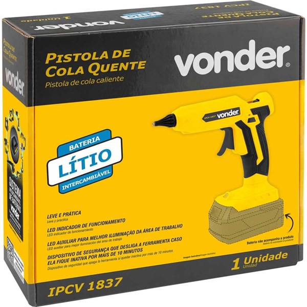 PISTOLA DE COLA QUENTE 18V IPCV1837 S/BAT. S/ CAR. INTERC. VONDER 60.04.183.700