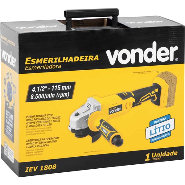 ESMERILHAD 4.1/2 - 18V IEV1808 S/BAT. S/CAR. VONDER