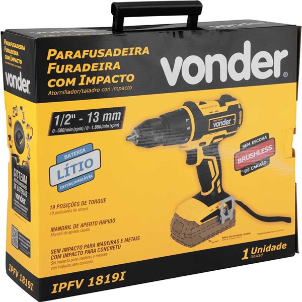 PARAFUSADEIRA/FURADEIRA C/ IMPACTO 1/2  18V IPFV 1819I S/BAT. S/CAR. VONDER