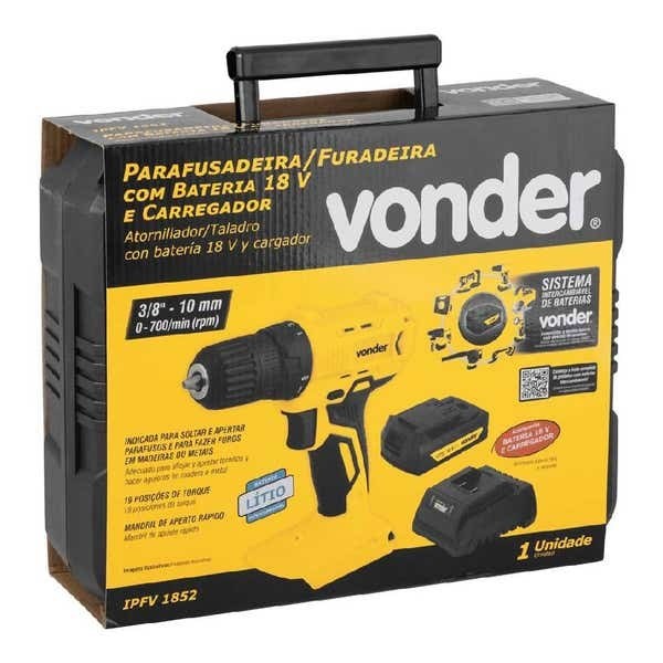 PARAFUSADEIRA/FURADEIRA C/IMPACTO 3/8  18V IPFV 1852 C/B C VONDER