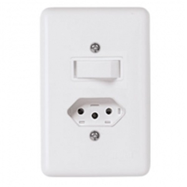 CONJUNTO 4X2  INTERRUPTOR SIMPLES/TOMADA 10A ILUMI