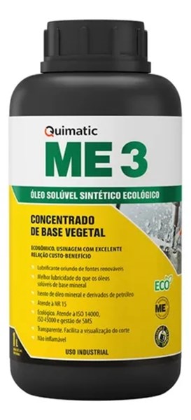 OLEO SOLUVEL ME3 SINTETICO ECO BASE VEGETAL 1L QUIMATIC