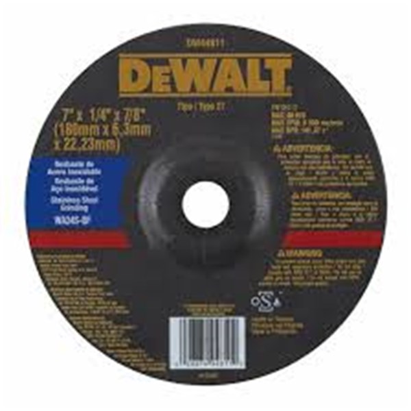 DISCO DESBASTE 7 X 1/4 X 7/8 INOX DEWALT DW44811