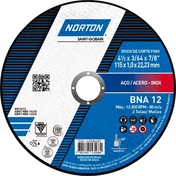 DISCO CORTE 4.1/2 X 1.00 X 7/8 NORTON  BNA12