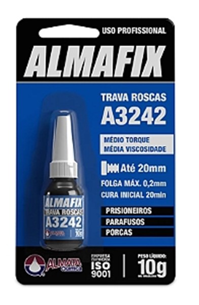 TRAVA ROSCA TORQUE MEDIO A3242 - 10GRS AZUL ALMAFIX
