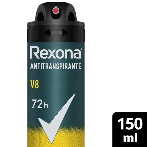 Desodorante Antitranspirante Aerosol Masculino Rexona V8 72 horas 150ml