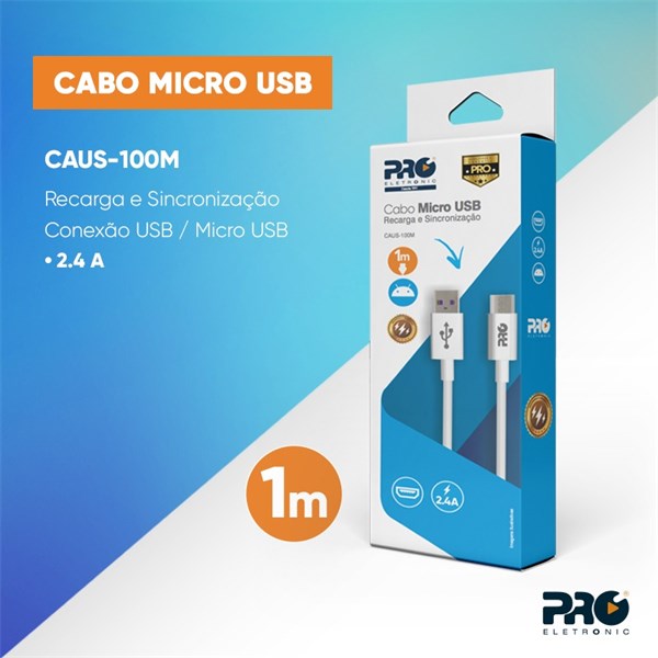 Cabo USB para micro USB 1 Metro