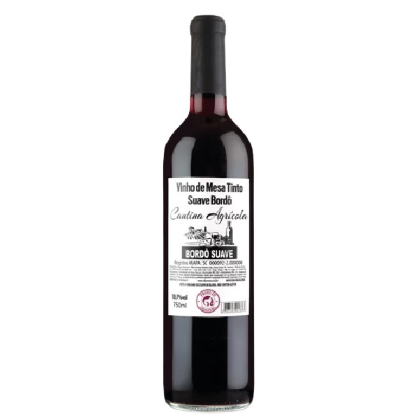 Vinho Cantina Agrícola Bordô Suave 750ml
