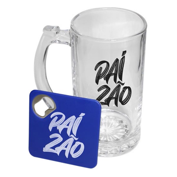 Caneco de Chopp 368ML com Porta Copos em ABS - Fagulha Presentes