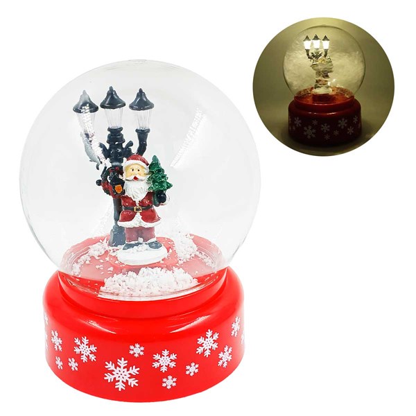 Globo Natalino Papai Noel C/ LED e Som 18cm