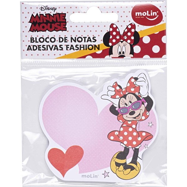 Bloco de Recado Autoadesivo 8 cm x 7,5 cm Minnie Coração 50 fls. - Molin