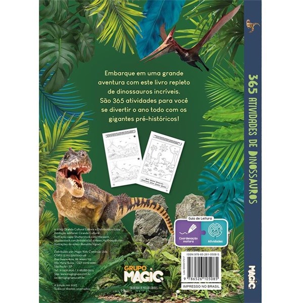 Livro Infantil Colorir 365 Atividades Dinossauros - Magic Kids