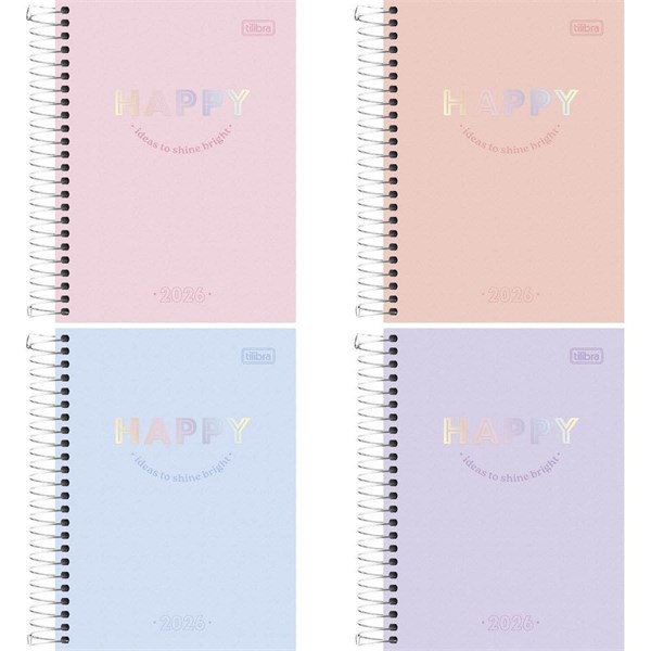 Agenda 2026 Happy Espiral 176 fls. 117 mm x 164 mm - Tilibra