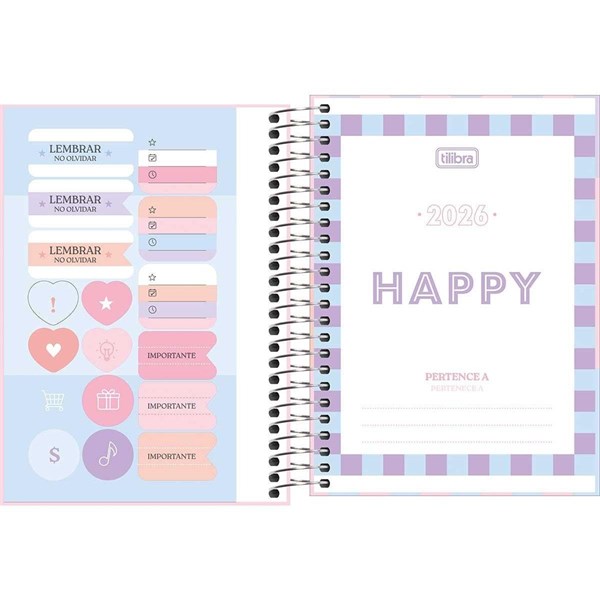 Agenda 2026 Happy Espiral 176 fls. 117 mm x 164 mm - Tilibra