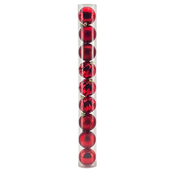 Jogo de Bolas Natalinas 9 Peças 6cm em Plástico Multiart