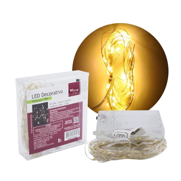 Pisca-Pisca de Led 50 LEDs 5m Branco Quente Fartex Rio de Ouro
