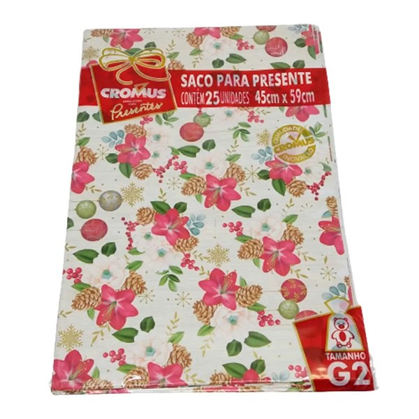 Saco Presente Natal 45cm x 59cm - Cromus Embalagem
